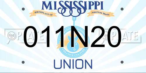 011N20 Mississippi License Plate