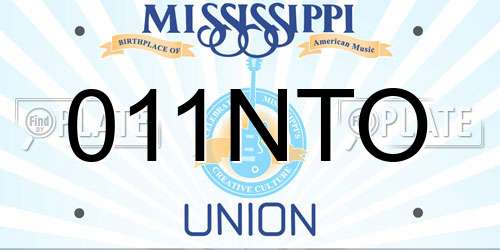 011NTO Mississippi License Plate