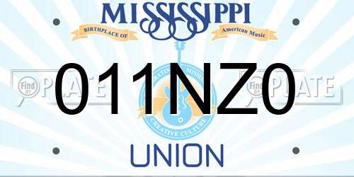011NZ0 Mississippi License Plate