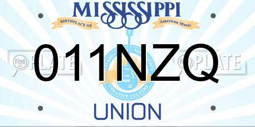 011NZQ Mississippi License Plate