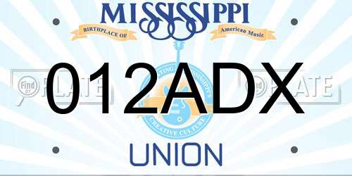 012ADX Mississippi License Plate
