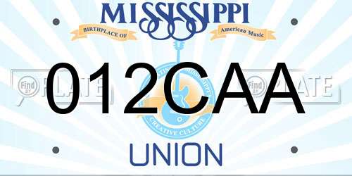 012CAA Mississippi License Plate