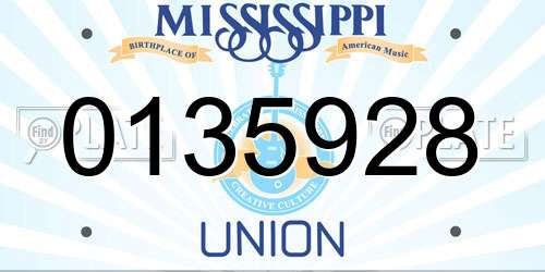 0135928 Mississippi License Plate