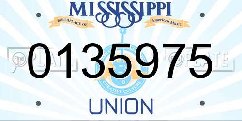 0135975 Mississippi License Plate