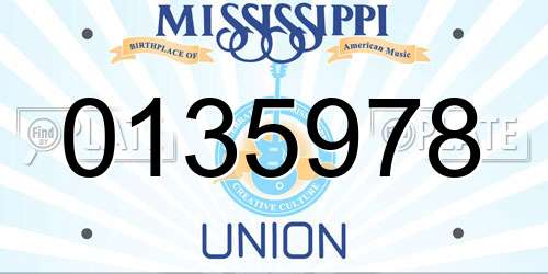 0135978 Mississippi License Plate