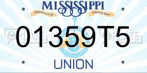 01359T5 Mississippi License Plate