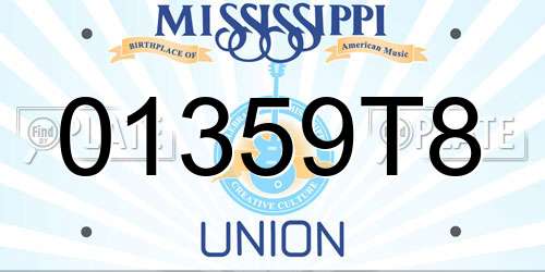 01359T8 Mississippi License Plate