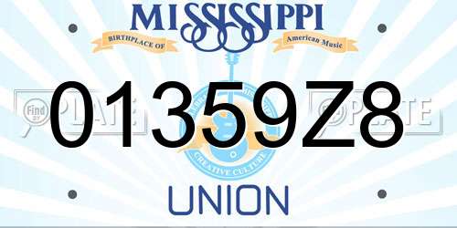 01359Z8 Mississippi License Plate