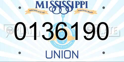 0136190 Mississippi License Plate
