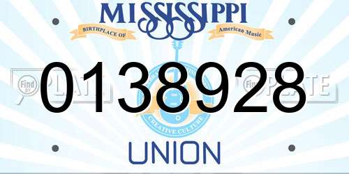 0138928 Mississippi License Plate