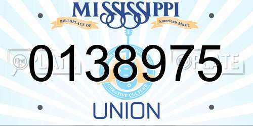 0138975 Mississippi License Plate