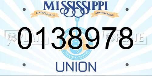 0138978 Mississippi License Plate