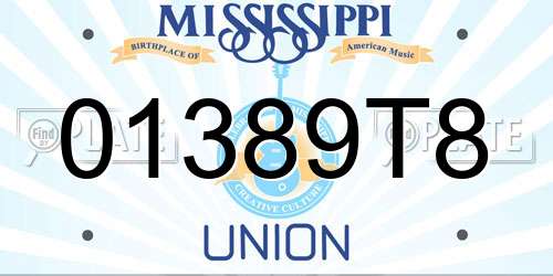 01389T8 Mississippi License Plate