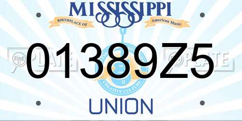 01389Z5 Mississippi License Plate