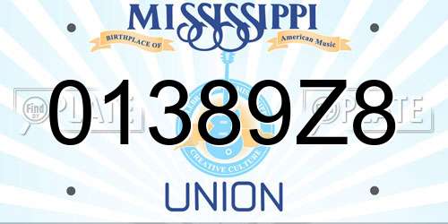 01389Z8 Mississippi License Plate