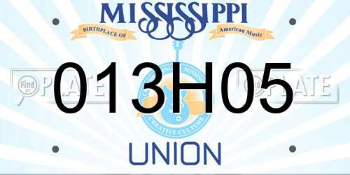 013H05 Mississippi License Plate