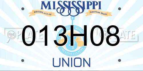 013H08 Mississippi License Plate