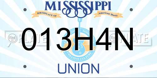 013H4N Mississippi License Plate