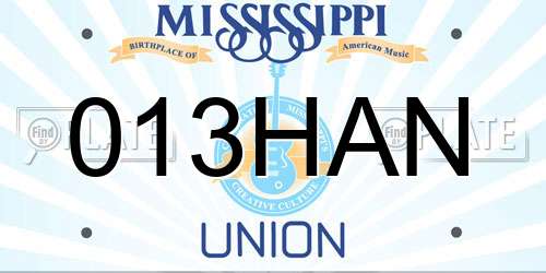 013HAN Mississippi License Plate