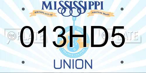 013HD5 Mississippi License Plate