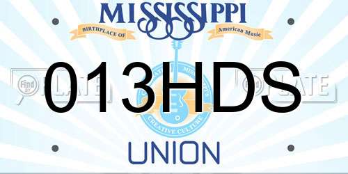 013HDS Mississippi License Plate