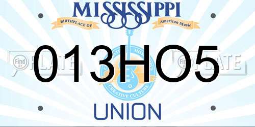013HO5 Mississippi License Plate