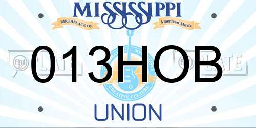 013HOB Mississippi License Plate