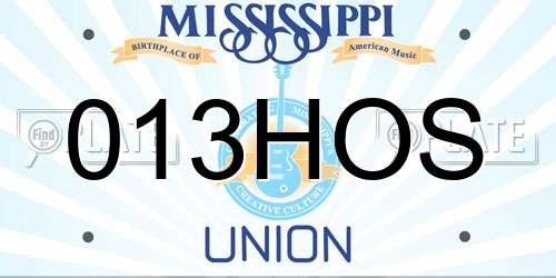 013HOS Mississippi License Plate