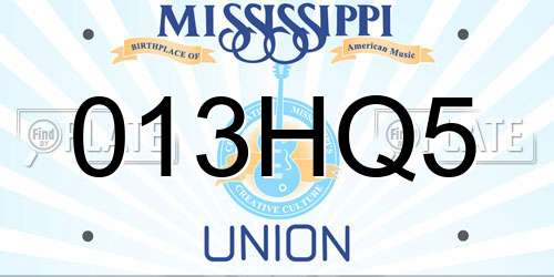 013HQ5 Mississippi License Plate