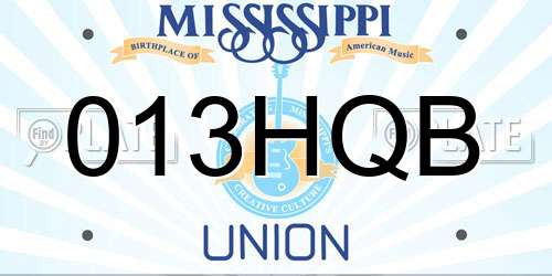 013HQB Mississippi License Plate