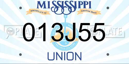 013J55 Mississippi License Plate