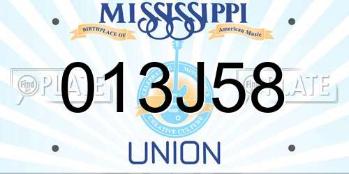 013J58 Mississippi License Plate
