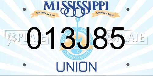 013J85 Mississippi License Plate