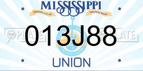 013J88 Mississippi License Plate