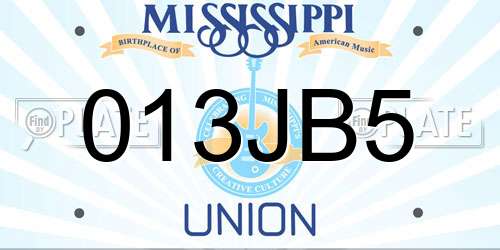013JB5 Mississippi License Plate
