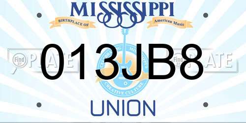 013JB8 Mississippi License Plate