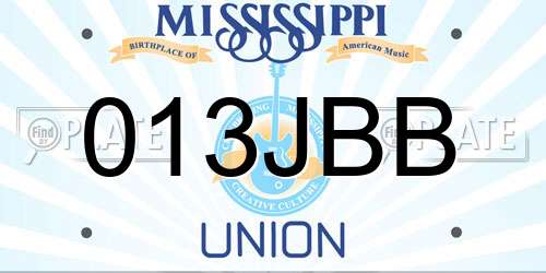 013JBB Mississippi License Plate