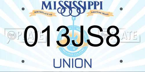 013JS8 Mississippi License Plate