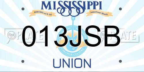 013JSB Mississippi License Plate