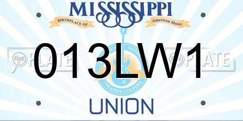 013LW1 Mississippi License Plate