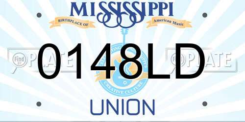 0148LD Mississippi License Plate