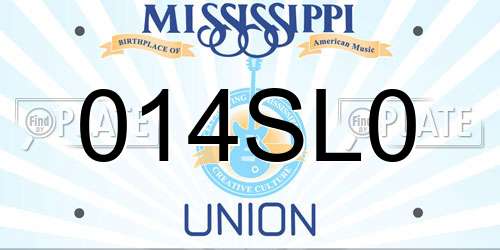 014SL0 Mississippi License Plate