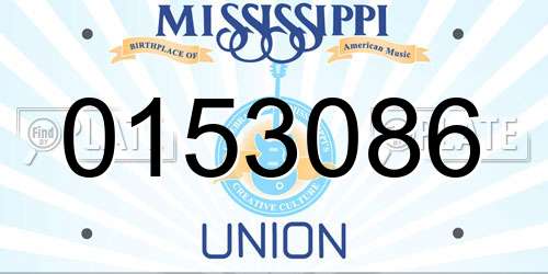 0153086 Mississippi License Plate