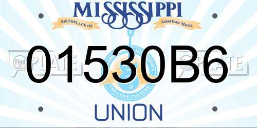 01530B6 Mississippi License Plate