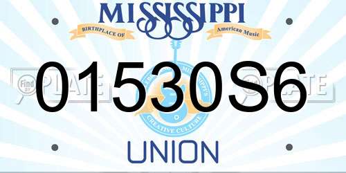 01530S6 Mississippi License Plate