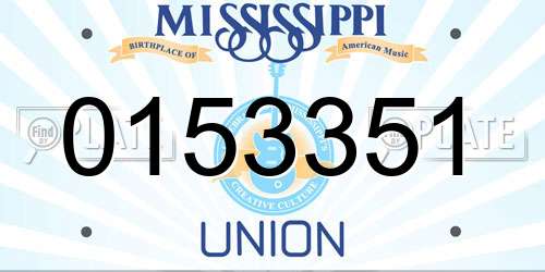 0153351 Mississippi License Plate
