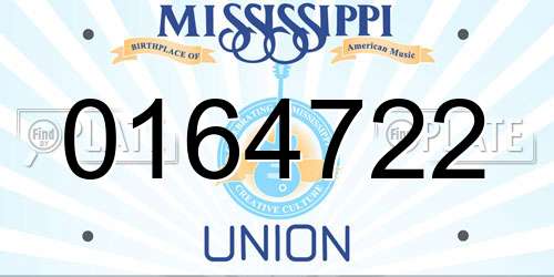 0164722 Mississippi License Plate
