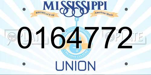 0164772 Mississippi License Plate