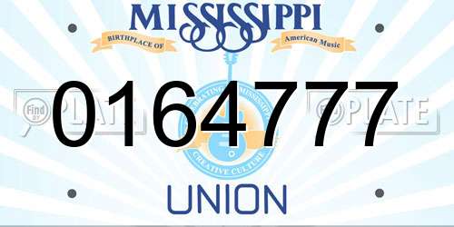 0164777 Mississippi License Plate