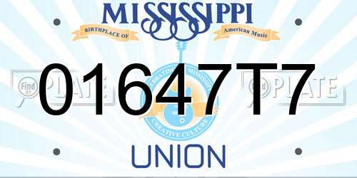 01647T7 Mississippi License Plate